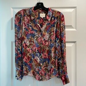 Sézane Long Sleeve Lightweight Floral Blouse